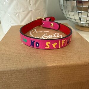 RARE Christian Louboutin Pink “No Selfies” Bracelet